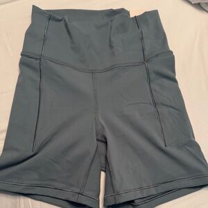 High-Waisted Greenish Gray Women's Shorts